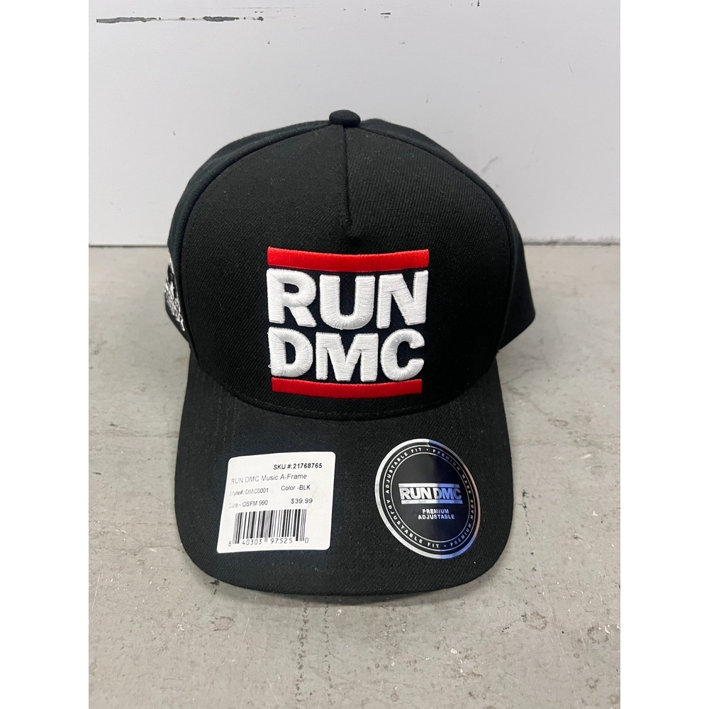 Lids Run-D.M.C. 40th Anniversary Music A-Frame Cap Mens Black Adjustable Hat NWT